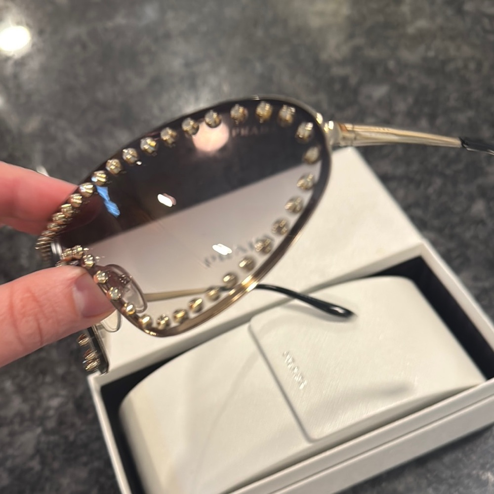 Rare Prada Studded Brown Sunglasses - Picture 3 of 9